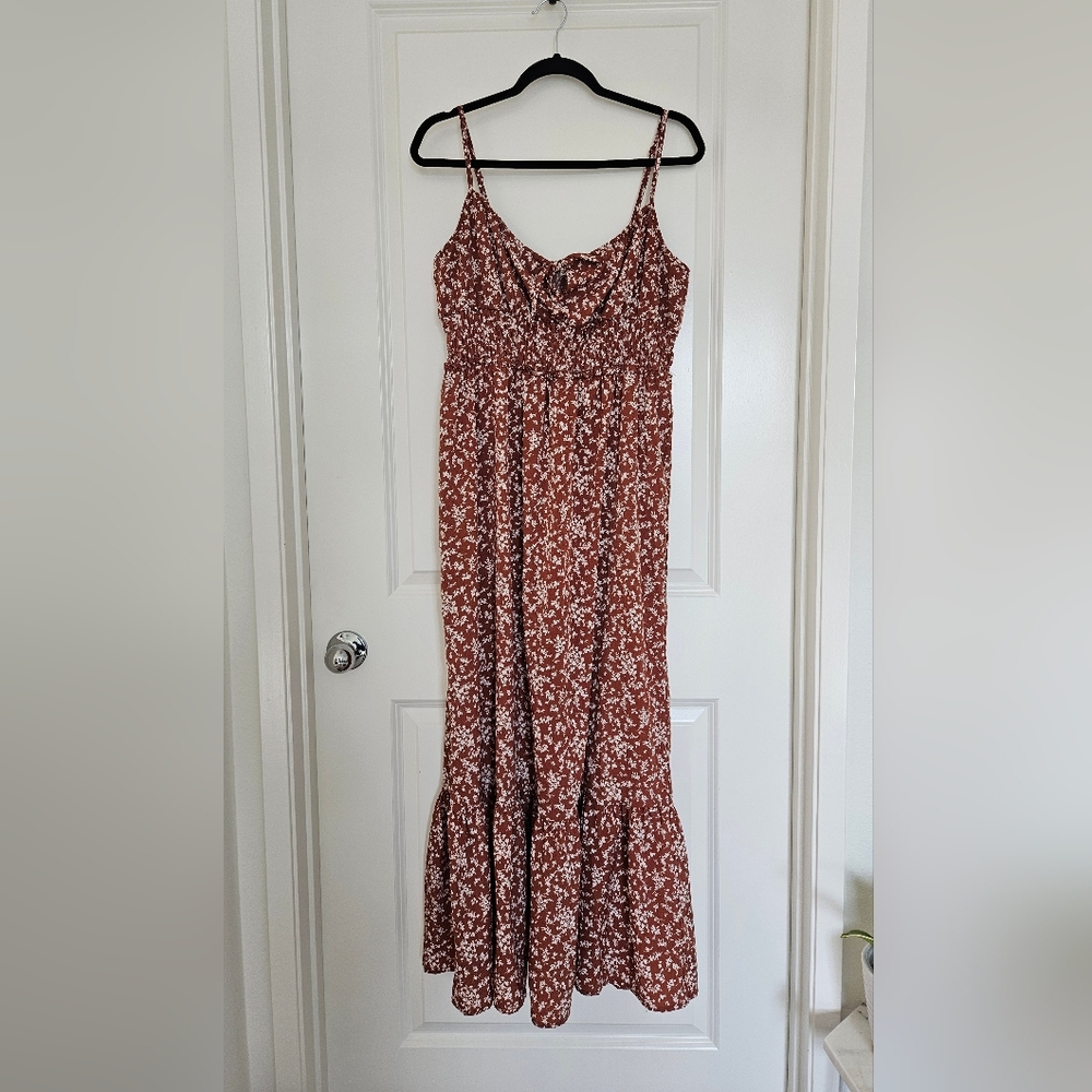 Inspired Hearts Floral Rust Maxi Dress